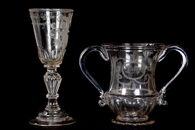 Lot 2620 - A 18th century glass twin handled pedestal...
