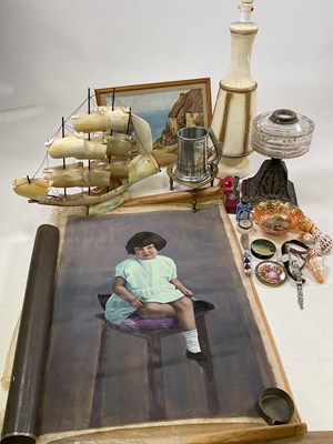 Lot 47 - Collectors' items including table lamp, oil...