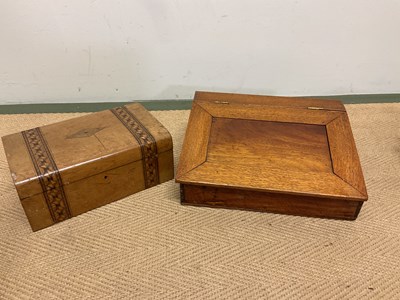 Lot 20 - An oak writing slope of small proportions,...