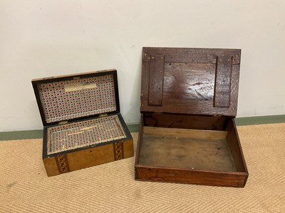 Lot 20 - An oak writing slope of small proportions,...