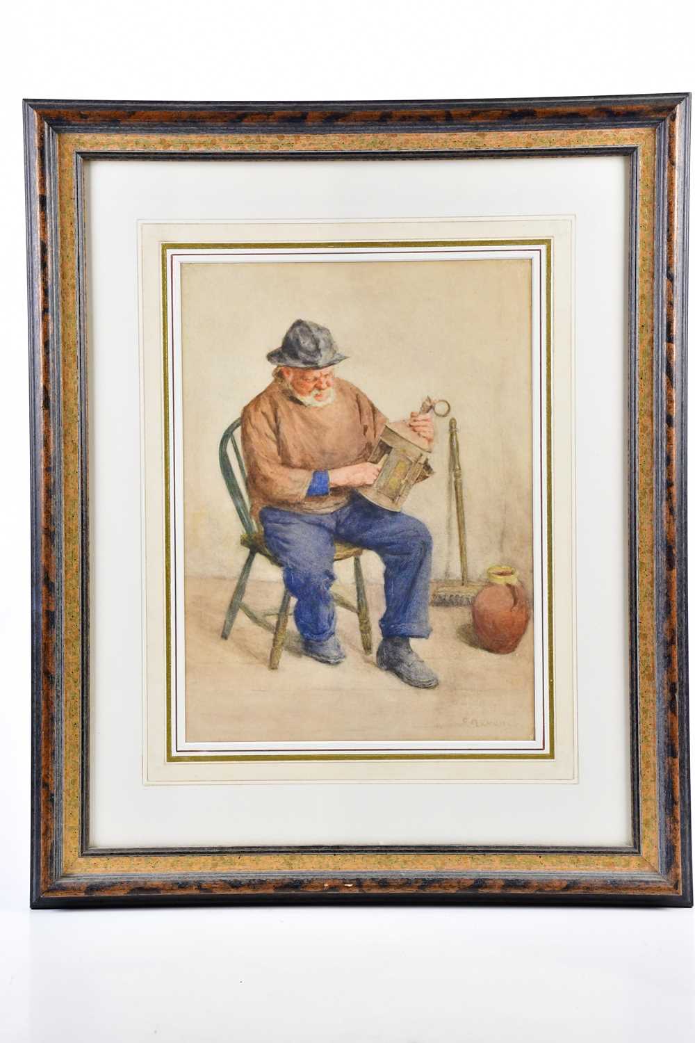 Lot 13 - F M EVANS; watercolour, 'Cornish Fisherfolk,...