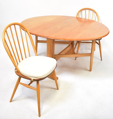 Lot 1 - ERCOL; a light elm Windsor gateleg drop-leaf...
