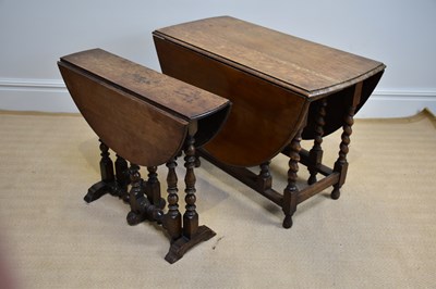 Lot 1058 - A 19th century drop-leaf table, length 83cm,...