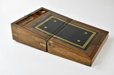 Lot 1304 - A Victorian brass bound walnut writing slope,...
