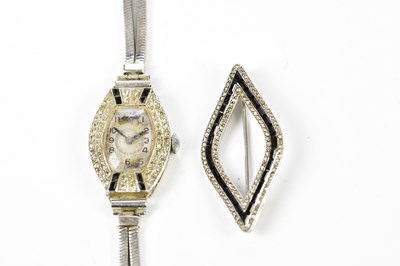 Lot 433 - CARTIER; an Art Deco white metal diamond and...