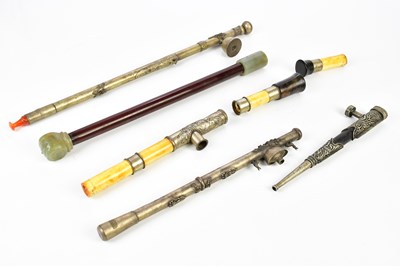 Lot 2675 - A collection of opium pipes, including a...