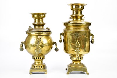 Lot 1424 - Two Russian samovars with impressed maker's...