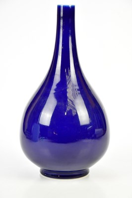 Lot 2681 - A modern Chinese blue glazed bottle vase with...