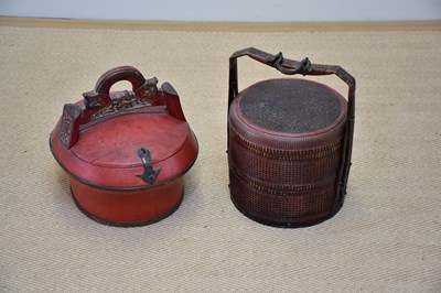 Lot 2673 - A Chinese wicker marriage chest, height 34cm,...