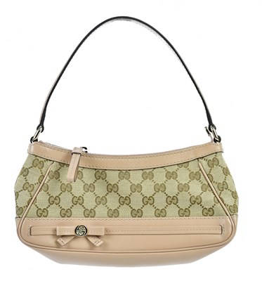 Lot 743 - GUCCI; a Mayfair GG nude calfskin leather and...