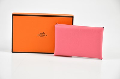 Lot 796 - HERMÈS; an unused Calvi calfskin leather card...