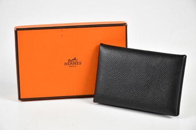 Lot 798 - HERMÈS; an unused Calvi Epsom leather black...