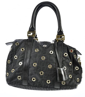 Lot 721 - FENDI; a monogram FF nylon Boston bag, with...