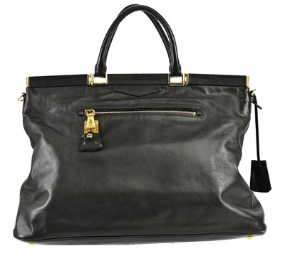 Lot 701 - PRADA; a black soft calfskin leather handbag...