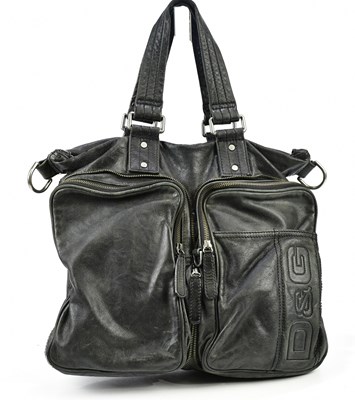 Lot 775 - DOLCE & GABBANA; a black leather man's holdall...