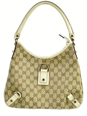 Lot 716 - GUCCI; a monogram canvas GG D-ring shoulder...
