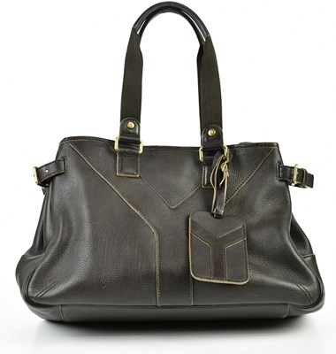 Lot 761 - YVES SAINT LAURENT; a brown leather 'Y' bag...
