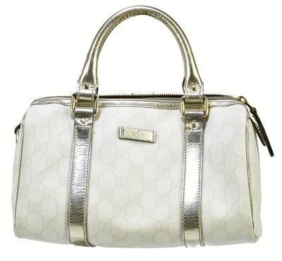 Lot 737 - GUCCI; a cream coated canvas GG monogram...