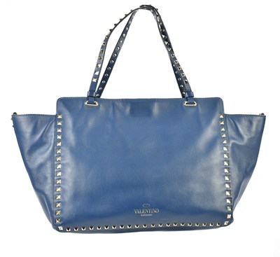 Lot 694 - VALENTINO; a navy blue nappa leather Garavani...