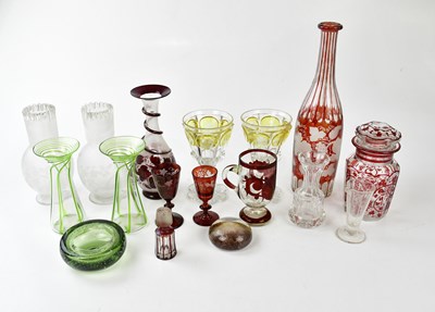 Lot 2643 - STUART & SONS; a pair of art glass vases with...