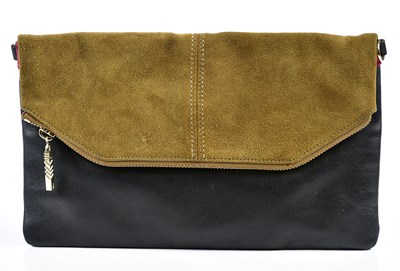Lot 765 - MAJE; a black calfskin leather clutch handbag...