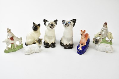 Lot 2734 - STAFFORDSHIRE; a 19th century inkstand...