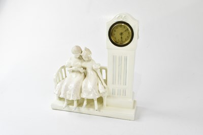Lot 2799 - A French Blanc de Chine figural mantel clock...
