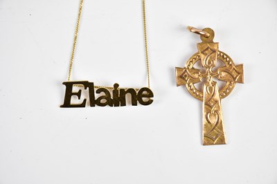 Lot 422 - A 9ct yellow gold Celtic cross pendant, approx...