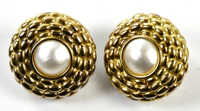 Lot 915 - FOPE; a pair of Chanel style 18ct gold clip on...