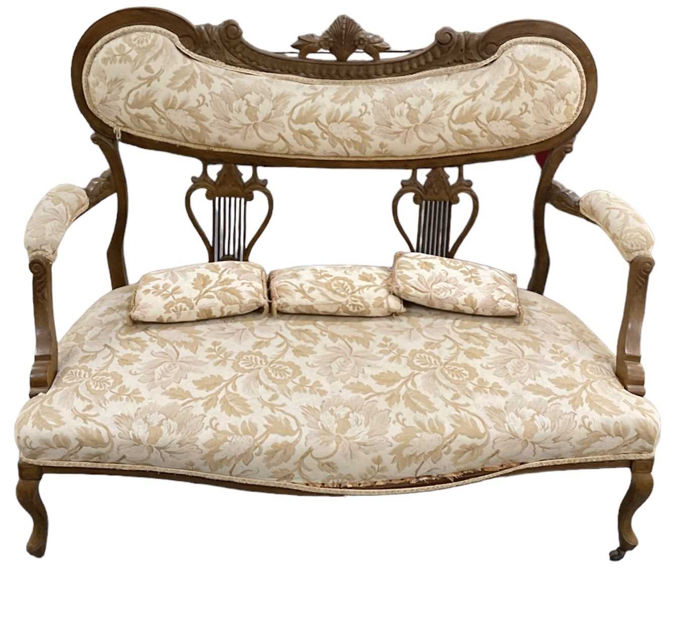 Lot 41 - An early 20th century carved mahogany settee...