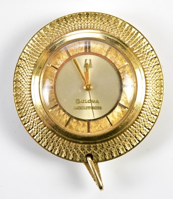 Lot 682 - BULOVA; a lady's yellow metal fob watch, the...
