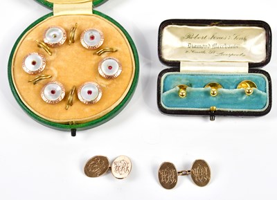 Lot 9 - A pair of 10ct yellow gold cufflinks engraved...