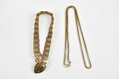 Lot 292 - A 9ct yellow gold gate link bracelet with...