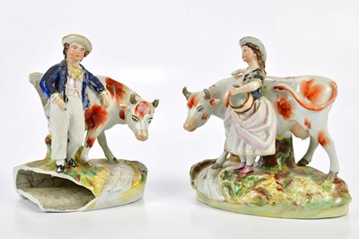 Lot 2723 - A pair of 19th century Staffordshire figures,...