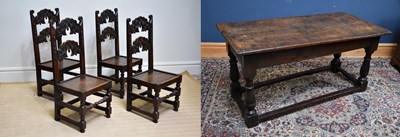 Lot 1167 - An 18th century and later oak refectory table...