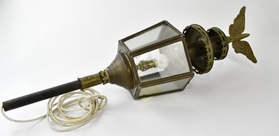 Lot 1574 - A Victorian carriage lamp with later eagle...