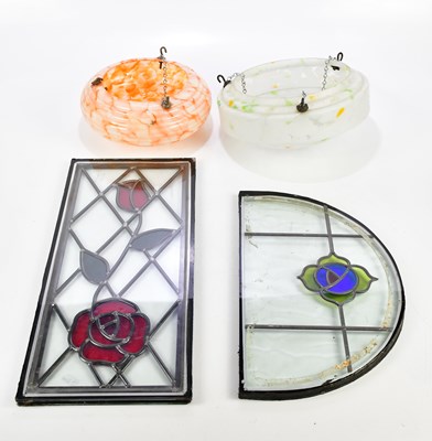 Lot 1567 - Two Art Deco circular glass light shades and...