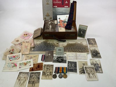 Lot 11 - WWI Military Medal trio and ephemera; a...