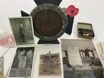 Lot 12 - MILITARY INTEREST; medals, rememberance plaque...