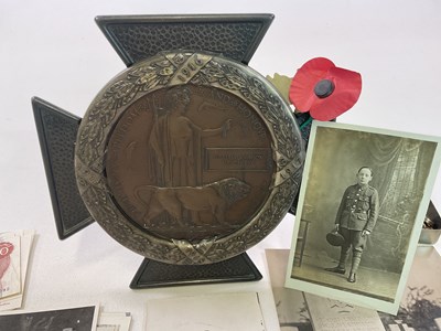 Lot 12 - MILITARY INTEREST; medals, rememberance plaque...