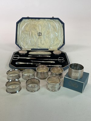Lot 1028 - A cased hallmarked silver mounted and steel...