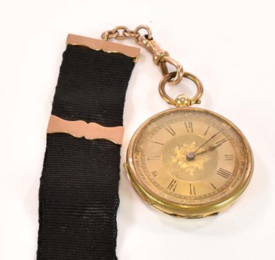 Lot 1299 - An 18ct yellow gold key wind open face fob...