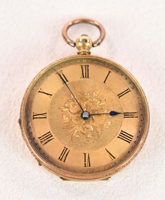 Lot 1297 - An 18ct yellow gold key wind open face pocket...