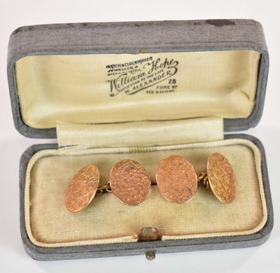 Lot 1168 - A pair of 15ct yellow gold cufflinks with...