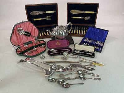 Lot 1006 - A quantity of silver plate, including teapot,...