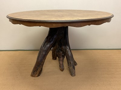 Lot 598 - A late 19th century walnut and tree root...