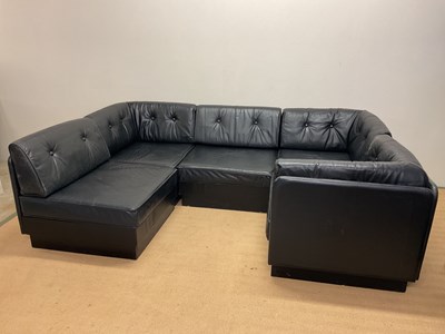 Lot 600 - A mid 20th century 1970s Danish black leather...
