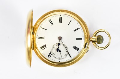 Lot 652 - An 18ct yellow gold crown wind half hunter...