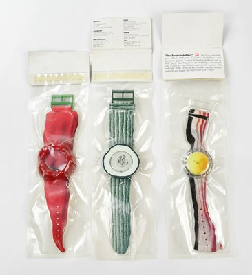 Lot 924 - SWATCH; an unused set of three Pop Art 'One...