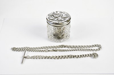 Lot 492 - An engraved oval silver locket on chain, a...